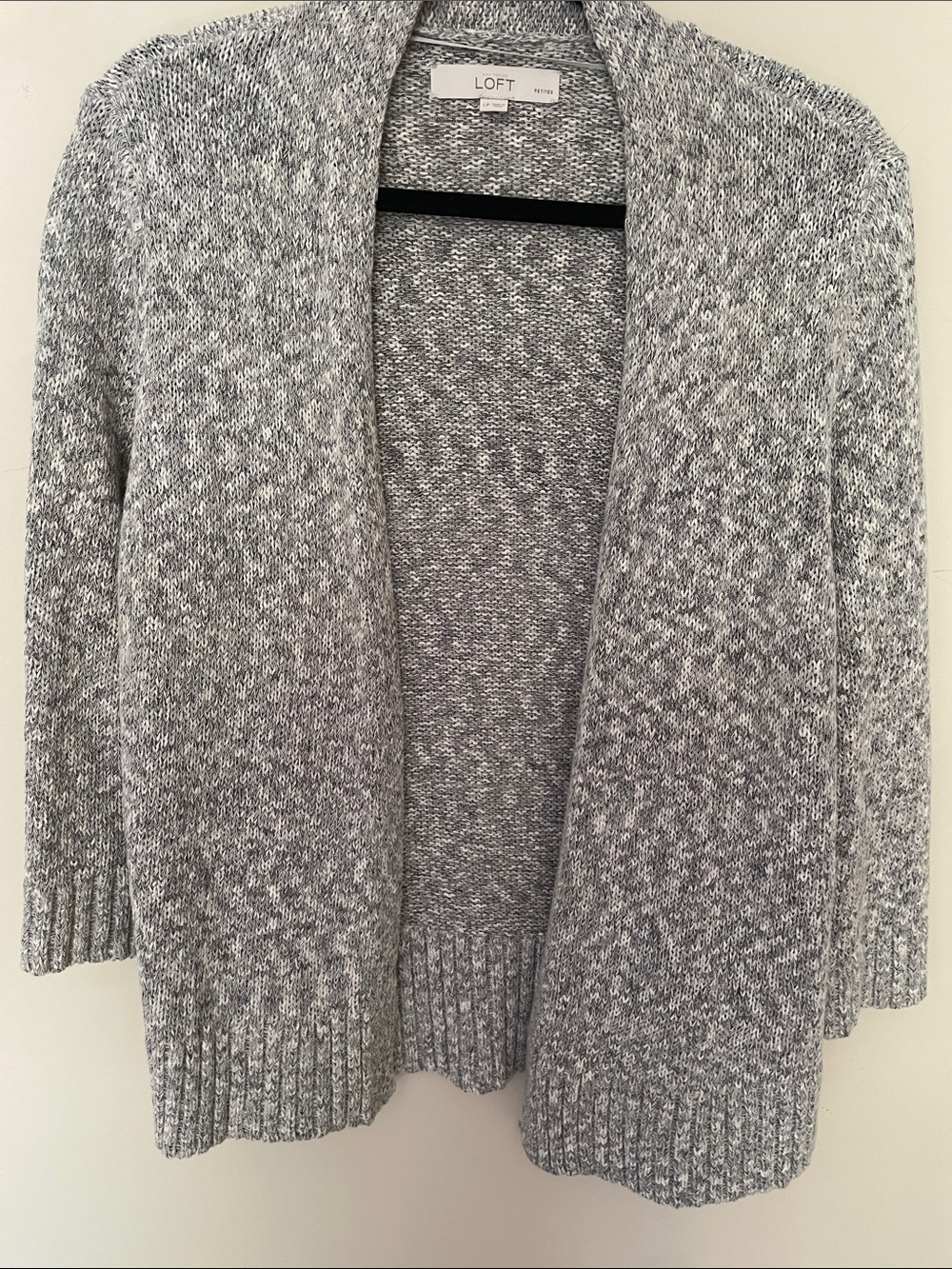 LOFT Gray Marled Open-Front Cardigan
